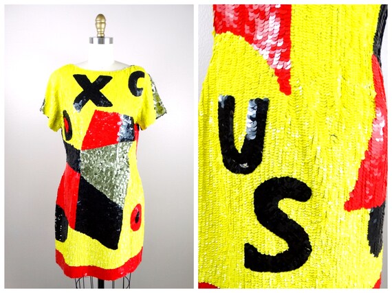 Pop Art Glam Sequined Dress // Funky Psychedelic N