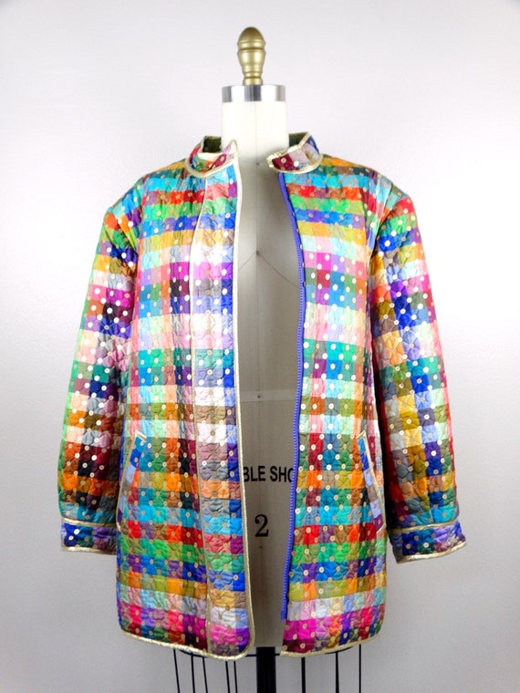 GEOFFREY BEENE Sequined Jacket / Rainbow Color Bl… - image 2