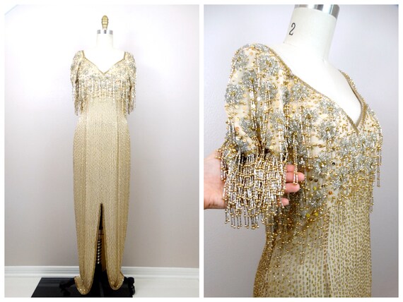 DAZZLING Beaded Fringe Gown // Avant Garde Vintag… - image 10