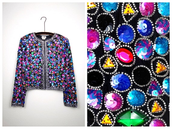 Vintage Scarlet Rage Colorful Sequin Jacket - Etsy