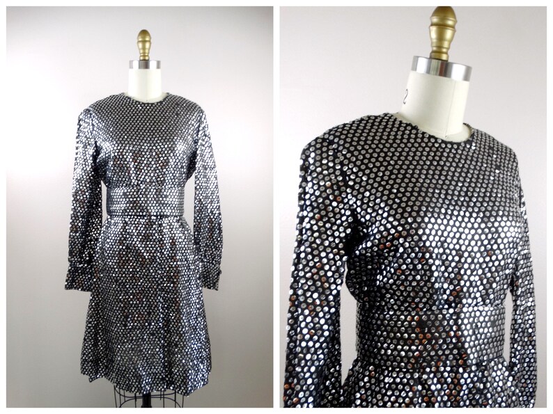 Old Hollywood Glam Sequin Dress // Mirror Silver Sequined image 6