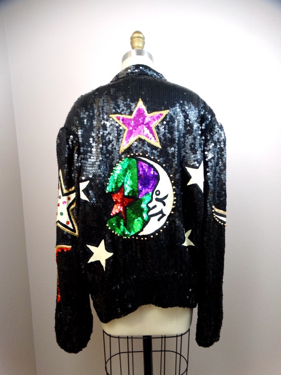 Moon & Stars Jewel Beaded Sequin Coat / Vintage S… - image 6