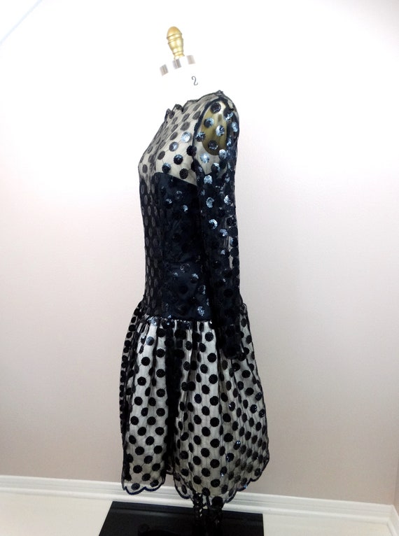 80s Mignon Sequined Party Dress // Sheer Sequin E… - image 5