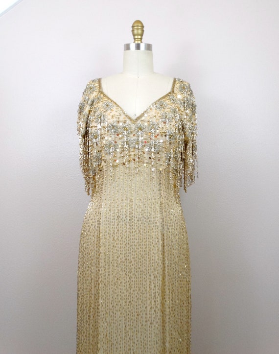 DAZZLING Beaded Fringe Gown // Avant Garde Vintag… - image 3