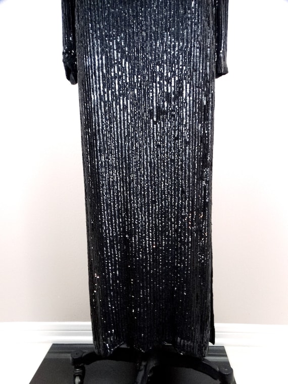 Heavy Beaded Art Deco Gown // Long Fully Beaded S… - image 3