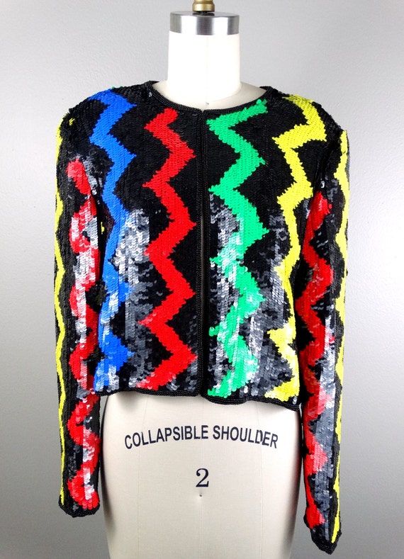 ZIG ZAG Sequin Bolero / Primary Color Chevron Seq… - image 2