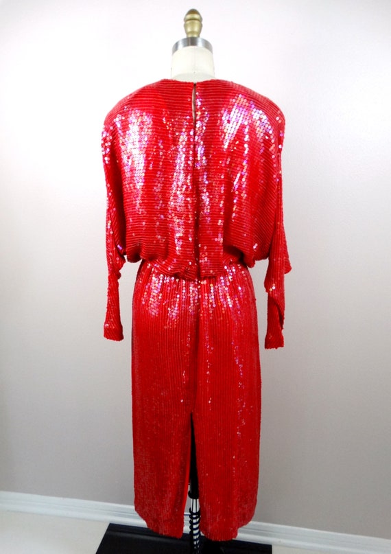 70s 80s Bright Sequined Midi Gown / All Sequin Em… - image 6