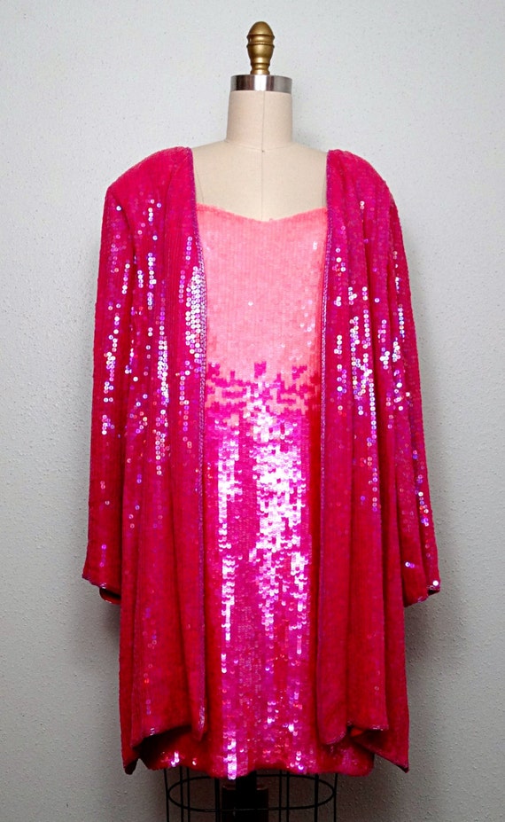 GLAM Ombré Pink Sequin Dress / Hot Pink Ombre Seq… - image 4
