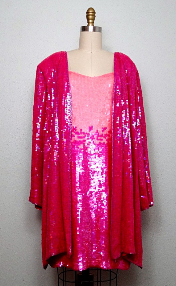 GLAM Ombré Pink Sequined Dress // Hot Pink Ombre … - image 4