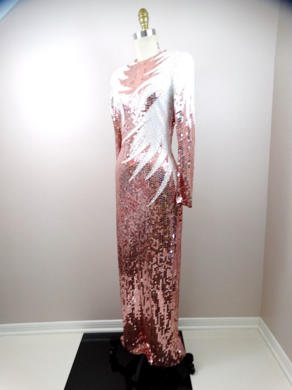 EXQUISITE Pink Sequin Gown / Art Deco Dusty Rose … - image 4
