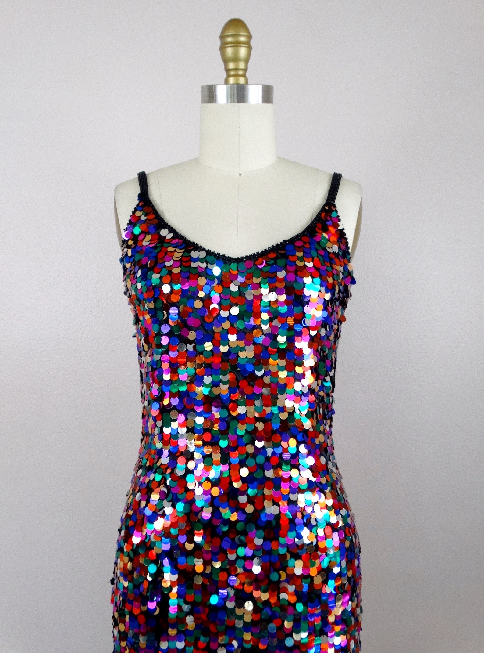 S/M Confetti Sequined Dress // Rainbow Paillette Sequin - Etsy