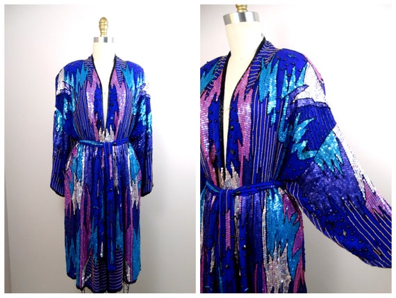 ELECTRIC Sequin Duster // Retro Indigo Purple Blu… - image 1