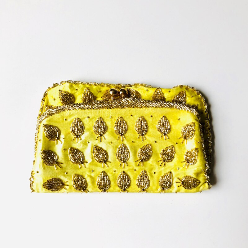 Havana Striped Clutch in Yellow and White