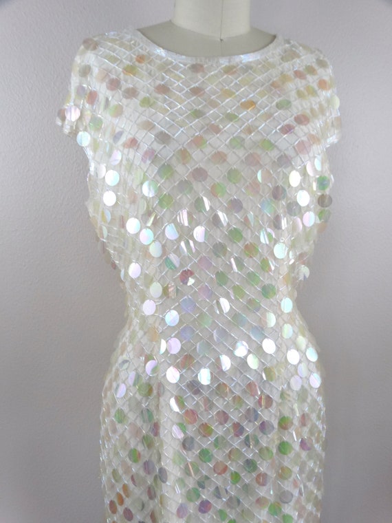 Iridescent Sequined Beaded Dress // Vintage Paill… - image 2