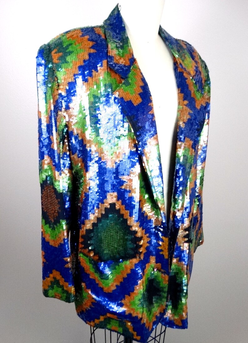 Southwestern All Sequin Blazer // Southwest Aztec Design Sequined ...