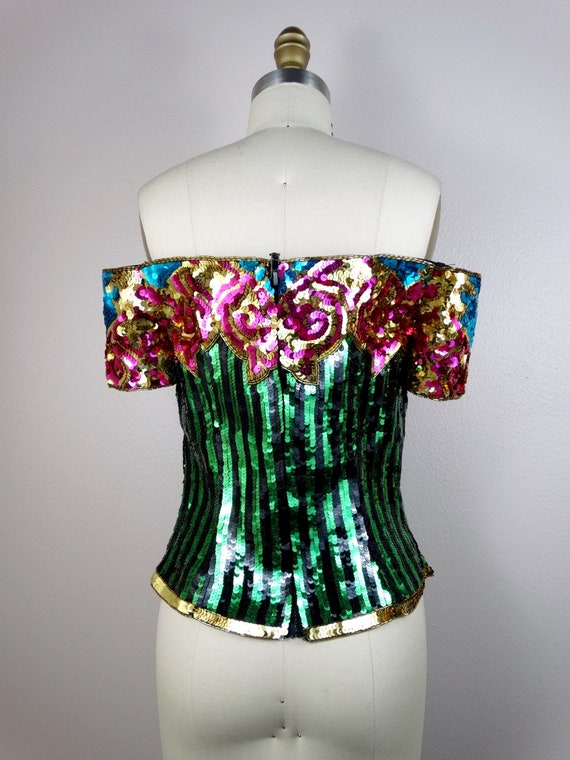 VTG Whimsical All Sequin Bustier Top / Vintage St… - image 4