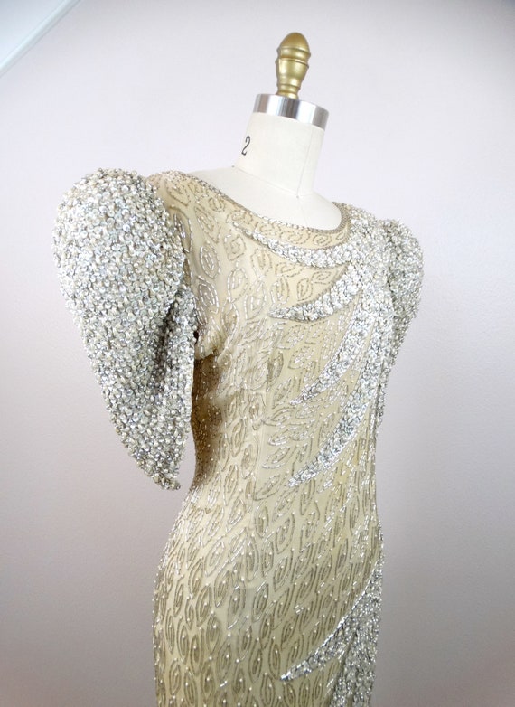 AVANT GARDE Sequined Beaded Gown // Dramatic 80s … - image 3