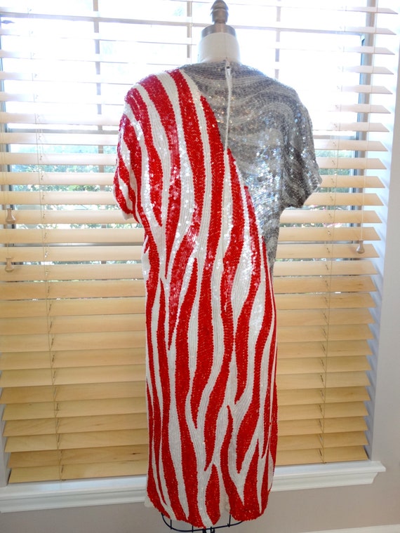 WILD Abstract Art Sequin Dress / RARE Novelty Zeb… - image 4