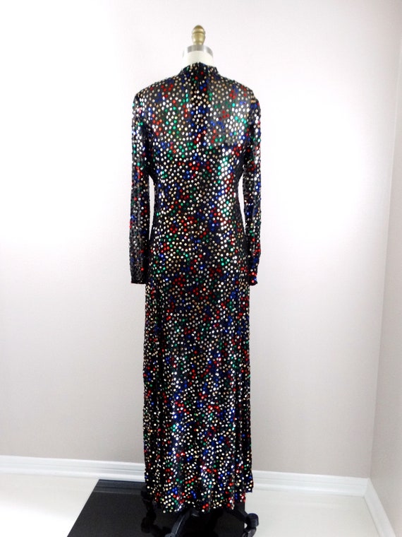 70s Sheer Confetti Sequin Evening Gown // Saks Fi… - image 7