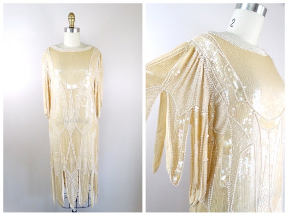 beaded fringe flapper dress