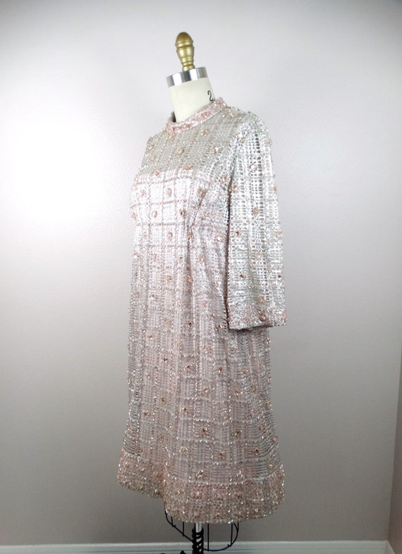 60s Jewel Beaded Blush Couture Dress ‣ Rose Pink … - image 7