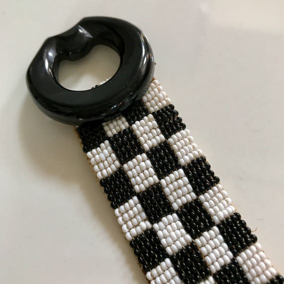 RETRO Glam All Beaded Belt // Black & White Check… - image 4