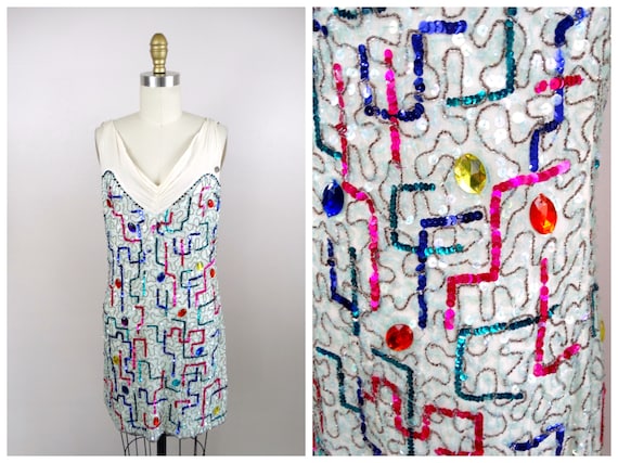 GALLIANO Y2k Jewel Beaded Dress // Colorful Couture Rainbow