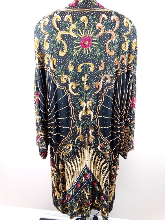 Art Deco Sequin Embellished Overcoat // Gold Bead… - image 9