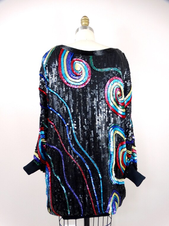 L/XL Vintage Sequined Dolman Mini Dress // Fully … - image 6