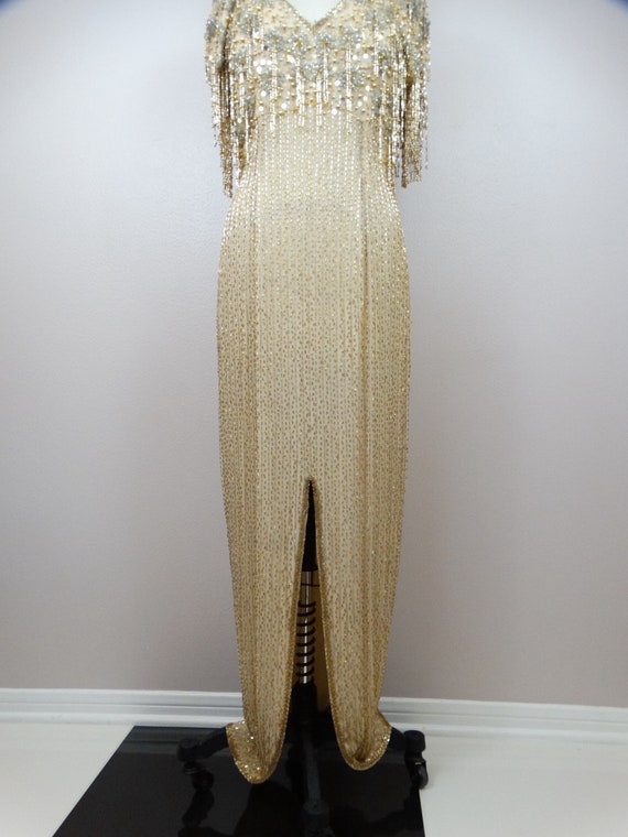 DAZZLING Beaded Fringe Gown // Avant Garde Vintag… - image 4