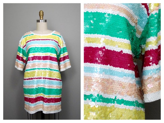 striped sequin shirt dress Mardi Gras Sequin Striped Polo Dress SM/MD
