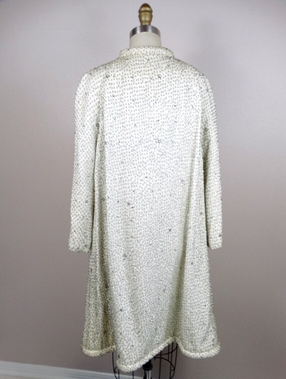50s 60s Couture Crystal Beaded Bridal Swing Coat … - image 10