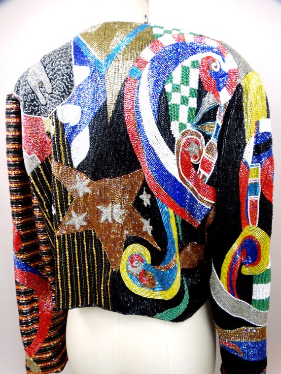 HEAVY All Beaded Jacket // RARE Whimsical Circus … - image 8
