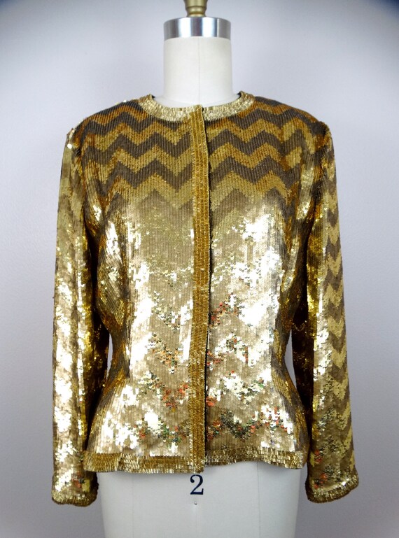 80s Fancy Fully Sequined Open Top // Sparkly 1980… - image 2