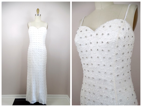 VTG Rhinestone Crystal Encrusted Wedding Gown // … - image 1