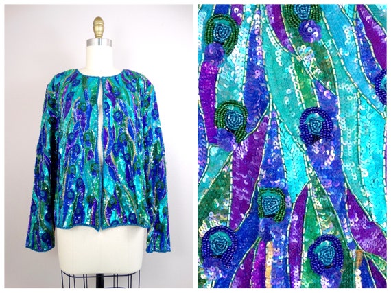 blue green sequin jacket