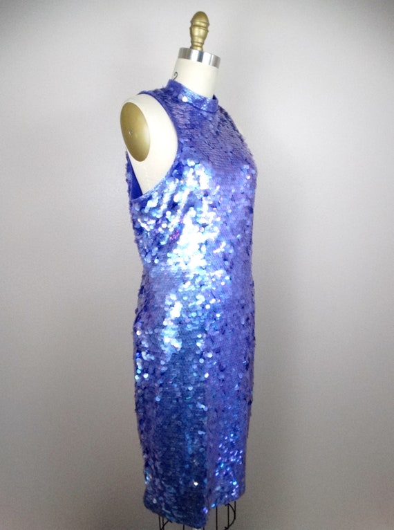 L/XL Purple Paillette Sequin Dress // Sparkling G… - image 4