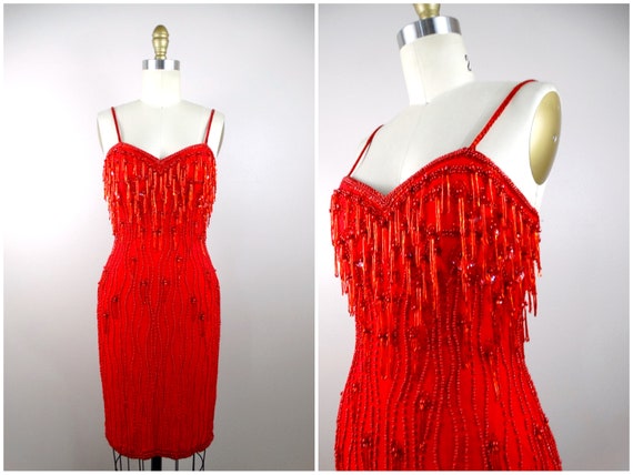 red fringe dress havana PQ Swim Passion Vanessa Strapless Fringe Dress M/L / Red
