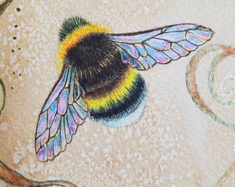 Bee original watercolour painting by Michelle Martin a one-off work of art 100% hand painted