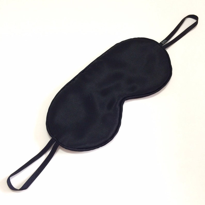 Black Silk Eye Mask With Ear Loops Etsy