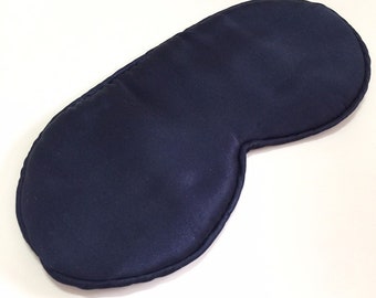 Navy silk eye mask with ear loops