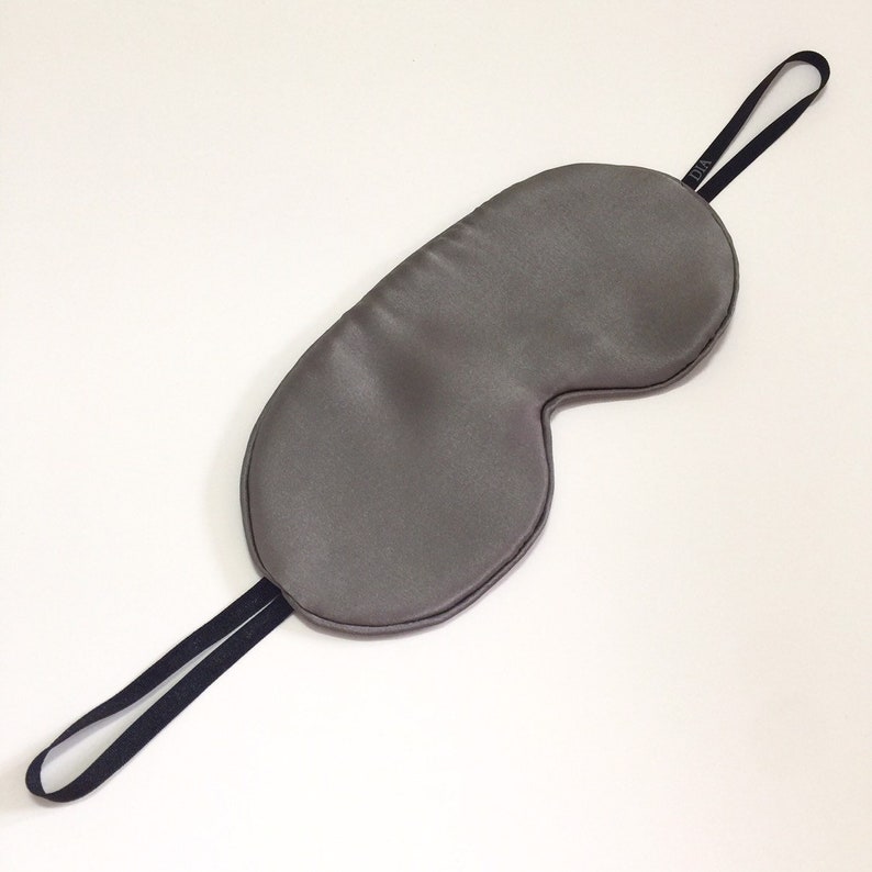 Dark Grey Col Silk Eye Mask With Ear Loops Etsy