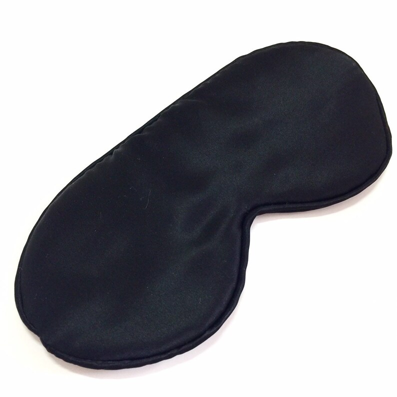 Black Silk Eye Mask With Ear Loops Etsy