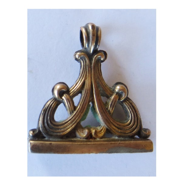 Antique Victorian Art Nouveau ornate brass watch fob collectible pendant charm part finding steampunk