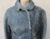 Vintage 1940 39 s Persian Swakara Karakul gray curly lamb fur jacket coat sz S M glam VLV