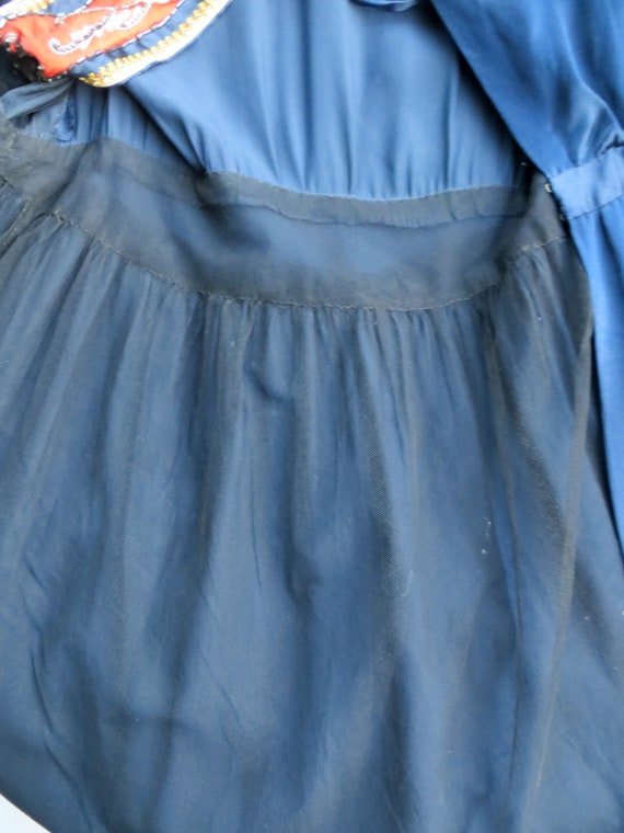 Antique Edwardian 1920’s blue silk beaded l/s ove… - image 9