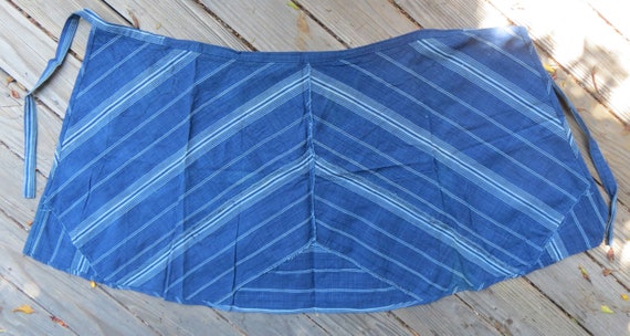 Vintage Guatemalan Maya indigo blue striped cotto… - image 6