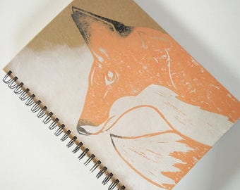 Quiet Fox Wildlife Lino Cut A4 Hardback Sketchbook Journal