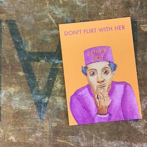 Lobby Boy Grand Budapest Hotel Don't Flirt With Her Print Wes Anderson Postcard image 1