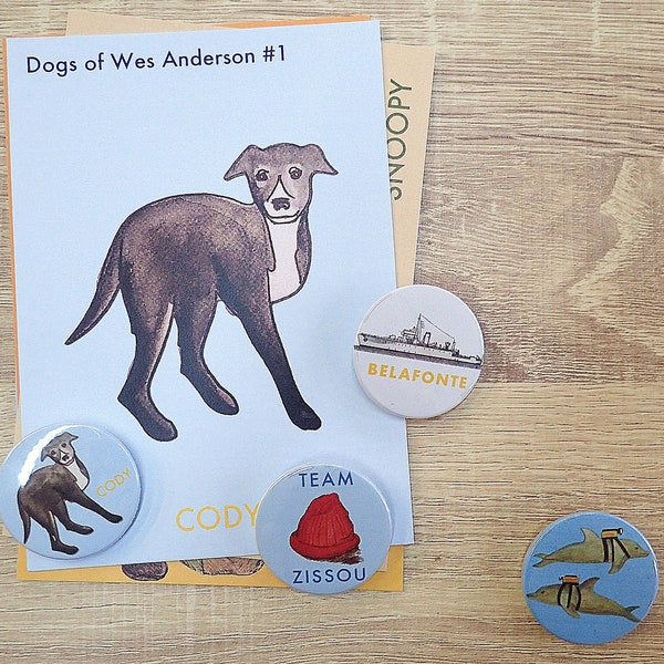 Life Aquatic Badge Button Set Wes Anderson Badge Button Pin Pinback Wes Anderson Gift Set Bill Murray Belafonte